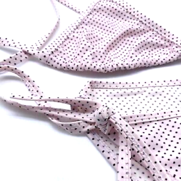 🙋🍍 Classic String Bikini Pink Black Polka Dots - Picture 2 of 5